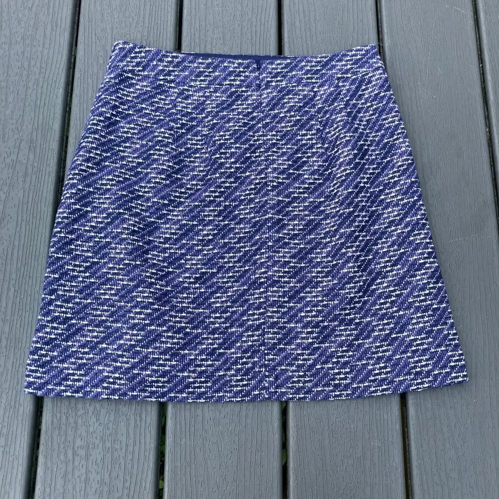 LOFT woven purple blue side button short straight skirt, preppy dark academia